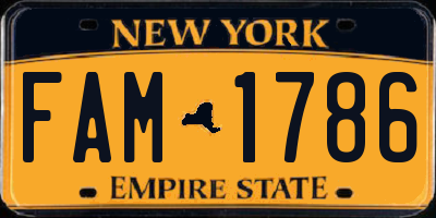 NY license plate FAM1786
