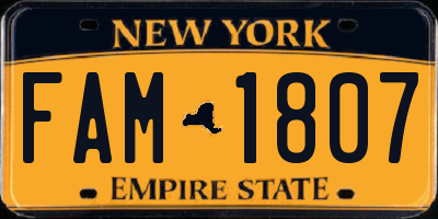 NY license plate FAM1807