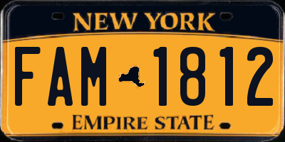 NY license plate FAM1812