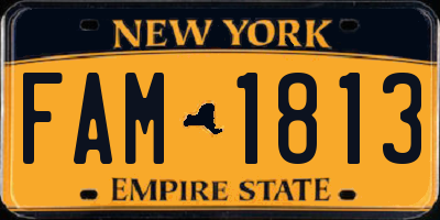 NY license plate FAM1813