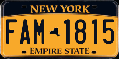 NY license plate FAM1815