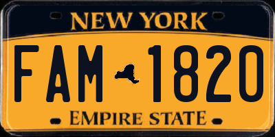 NY license plate FAM1820