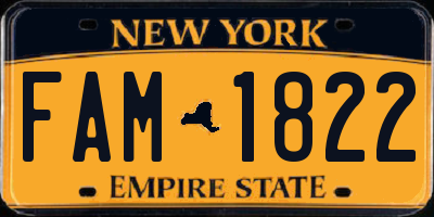 NY license plate FAM1822
