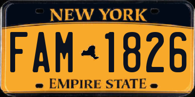 NY license plate FAM1826