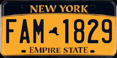 NY license plate FAM1829