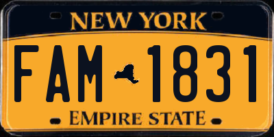 NY license plate FAM1831