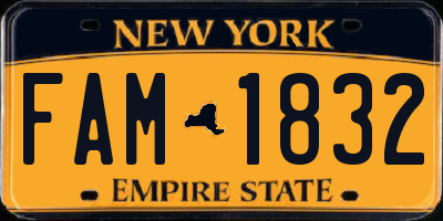 NY license plate FAM1832