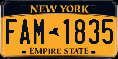 NY license plate FAM1835