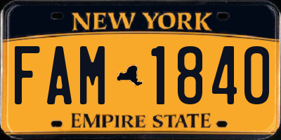 NY license plate FAM1840