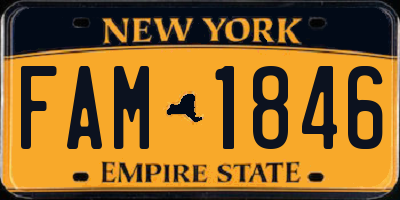 NY license plate FAM1846
