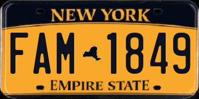 NY license plate FAM1849