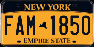NY license plate FAM1850
