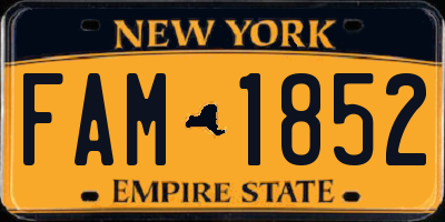 NY license plate FAM1852