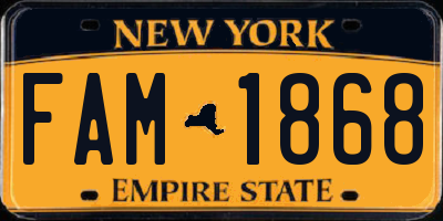 NY license plate FAM1868