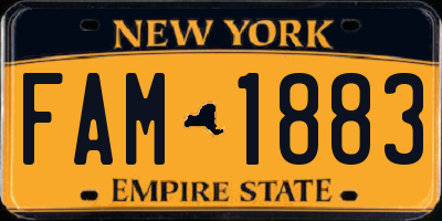 NY license plate FAM1883