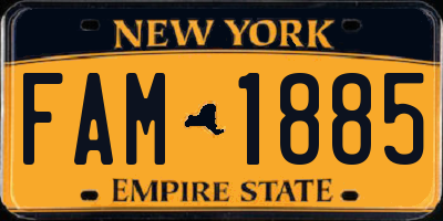 NY license plate FAM1885