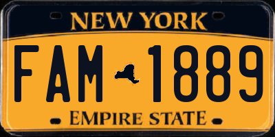 NY license plate FAM1889