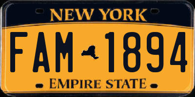 NY license plate FAM1894