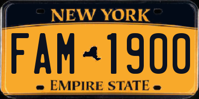 NY license plate FAM1900