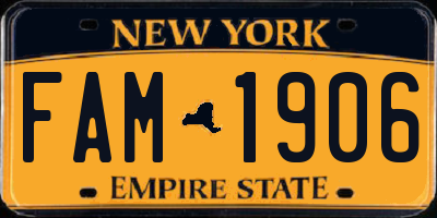 NY license plate FAM1906