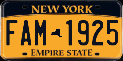 NY license plate FAM1925