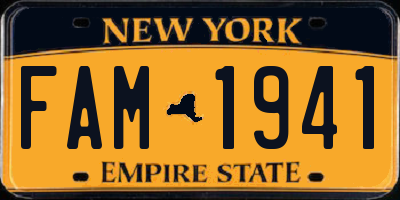 NY license plate FAM1941