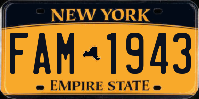 NY license plate FAM1943