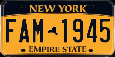 NY license plate FAM1945