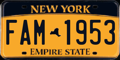 NY license plate FAM1953