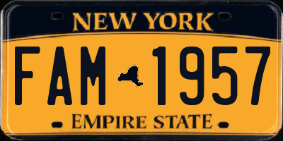 NY license plate FAM1957