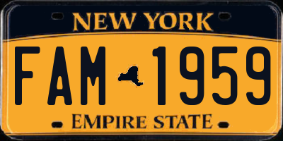 NY license plate FAM1959