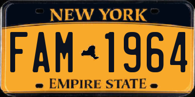 NY license plate FAM1964