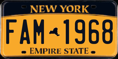 NY license plate FAM1968