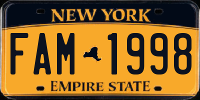 NY license plate FAM1998