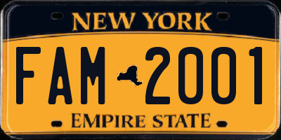 NY license plate FAM2001
