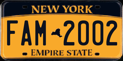NY license plate FAM2002