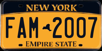 NY license plate FAM2007