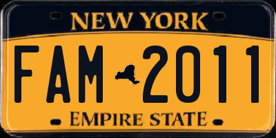 NY license plate FAM2011