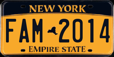 NY license plate FAM2014