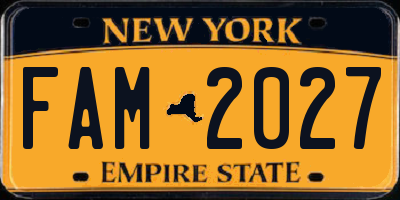 NY license plate FAM2027
