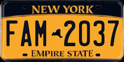 NY license plate FAM2037