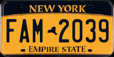 NY license plate FAM2039