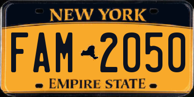 NY license plate FAM2050