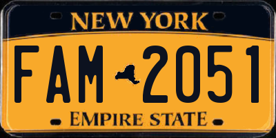 NY license plate FAM2051