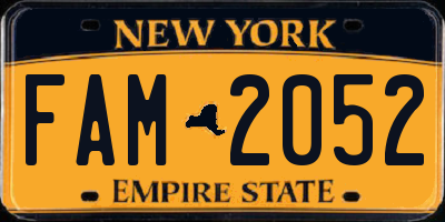 NY license plate FAM2052