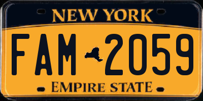 NY license plate FAM2059