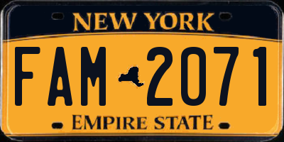 NY license plate FAM2071