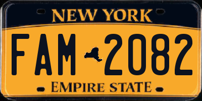 NY license plate FAM2082
