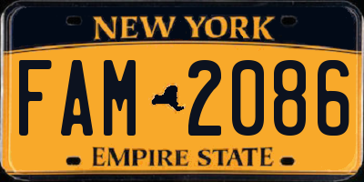 NY license plate FAM2086