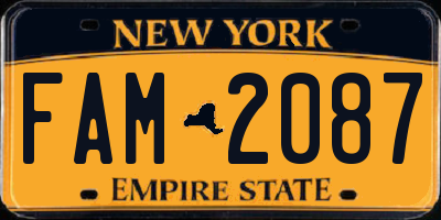 NY license plate FAM2087